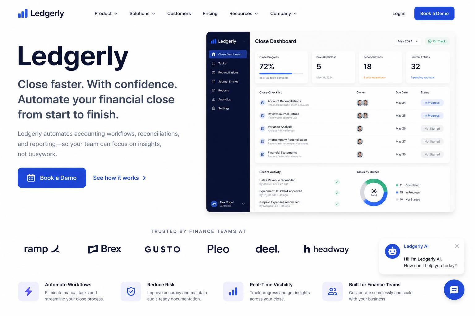 SaaS product website with AI assistant booking product demos